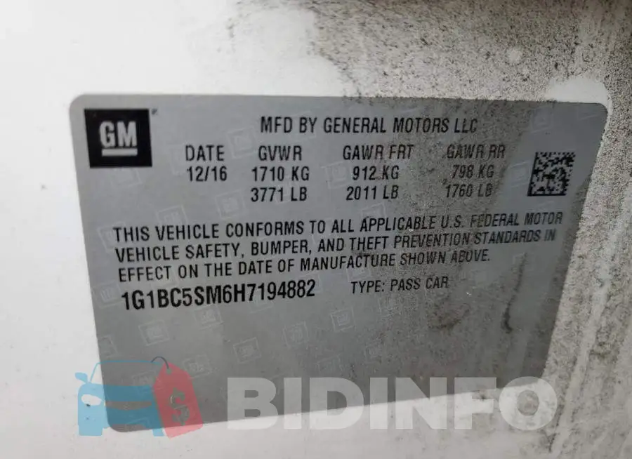 1G1BC5SM6H7194882 Photo# 12