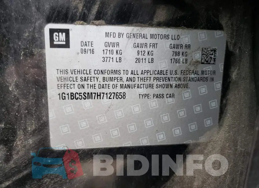 1G1BC5SM7H7127658 Photo# 13