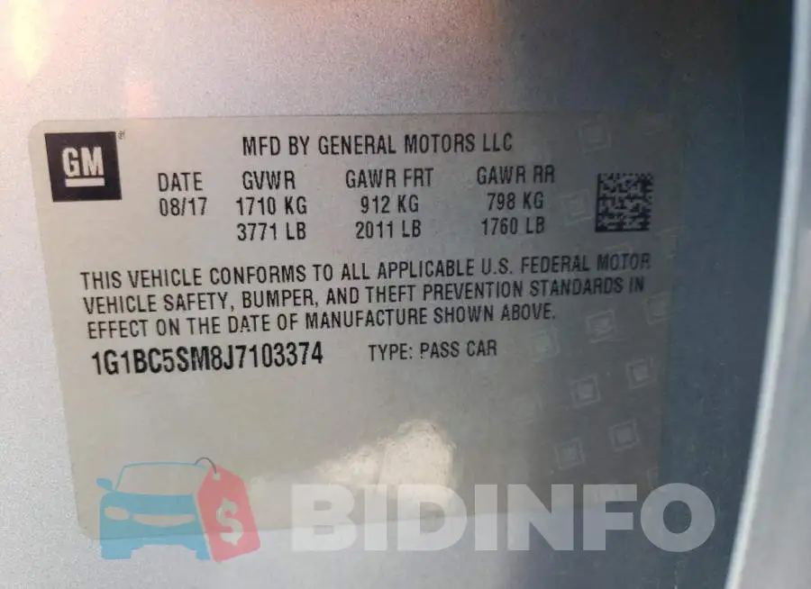 1G1BC5SM8J7103374 Photo# 12