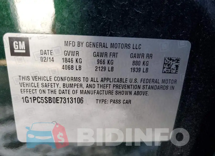1G1PC5SB0E7313106 Photo# 13