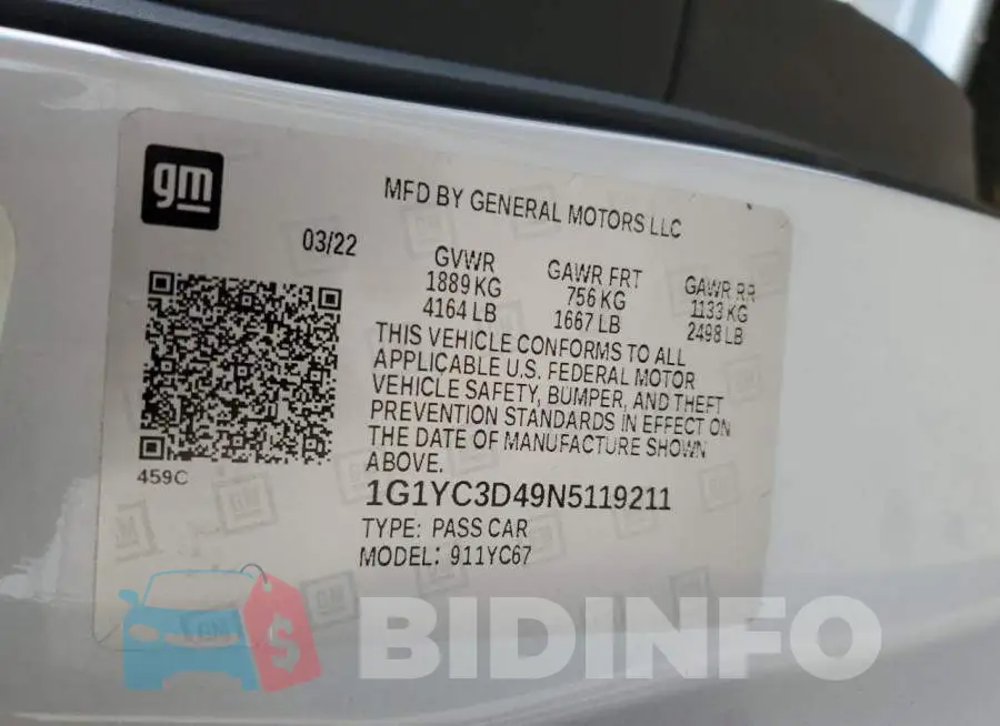 1G1YC3D49N5119211 Photo# 13