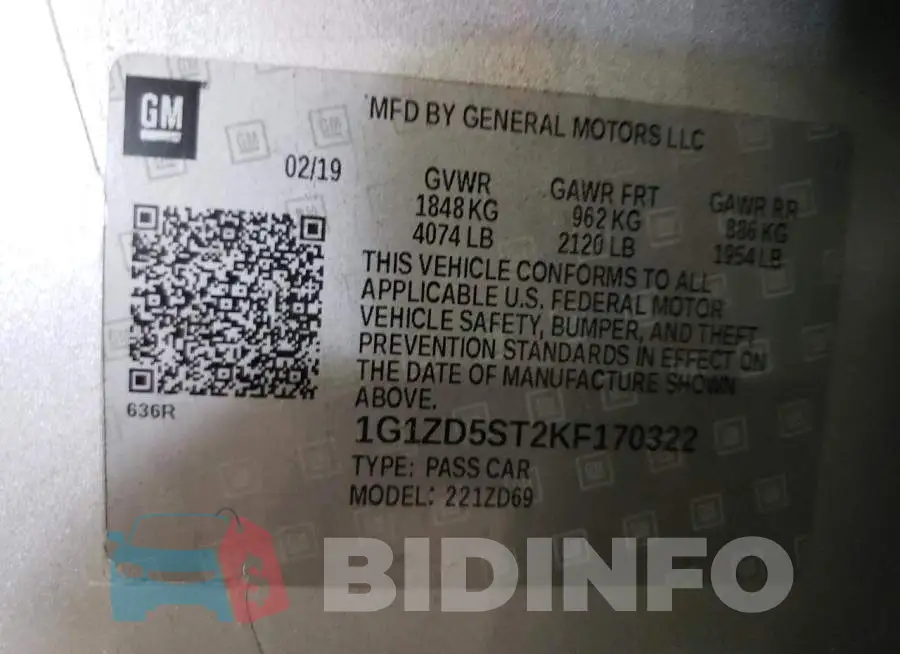 1G1ZD5ST2KF170322 Photo# 12