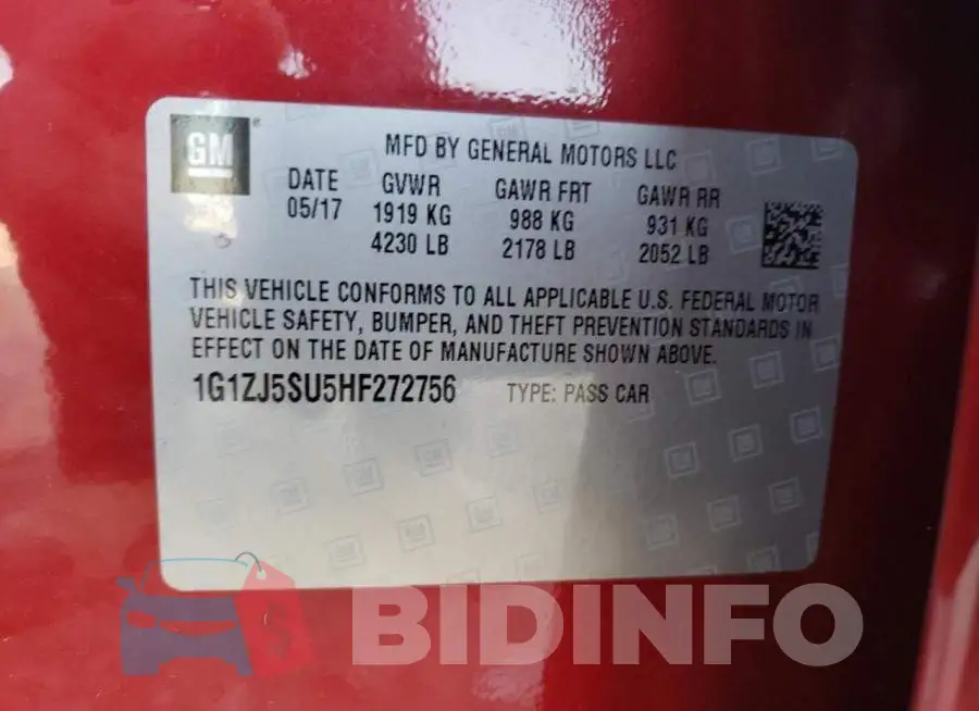 1G1ZJ5SU5HF272756 Photo# 12