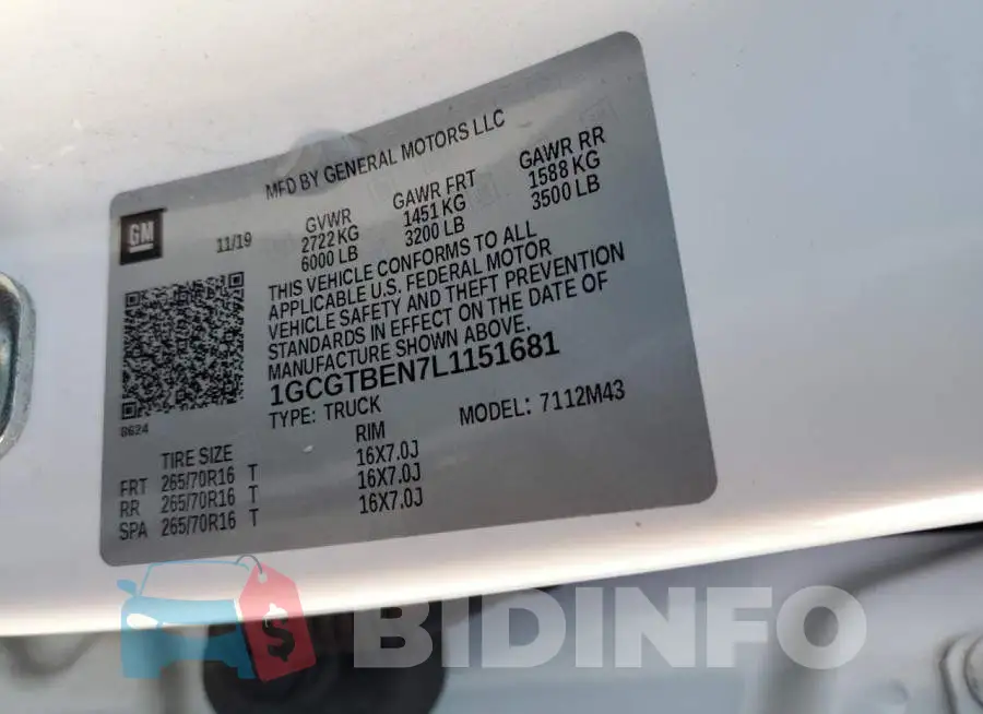 1GCGTBEN7L1151681 Photo# 12