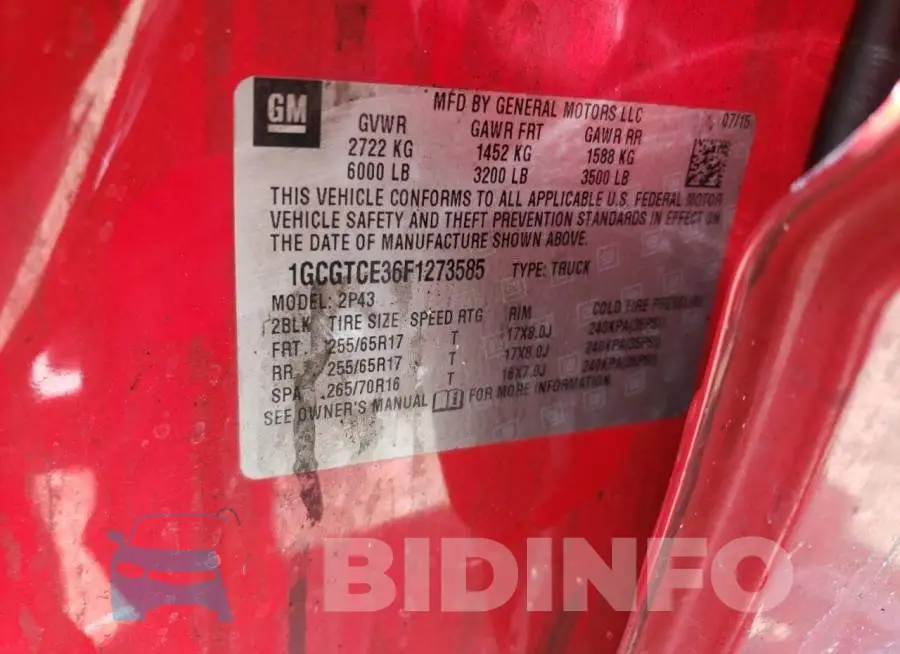 1GCGTCE36F1273585 Photo# 12