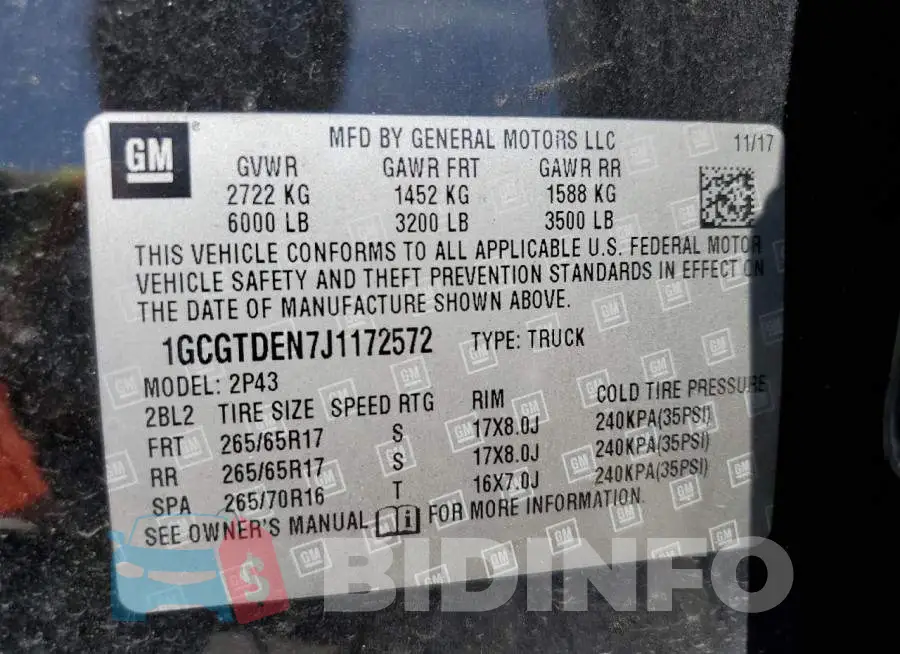 1GCGTDEN7J1172572 Photo# 12