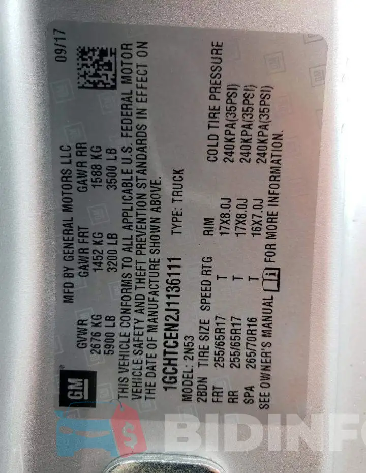 1GCHTCEN2J1136111 Photo# 12