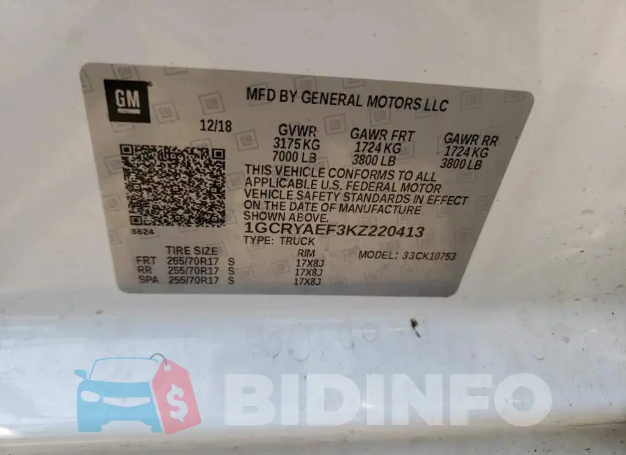 1GCRYAEF3KZ220413 Photo# 13