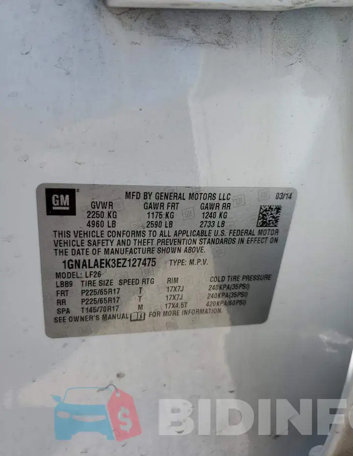 1GNALAEK3EZ127475 Photo# 12