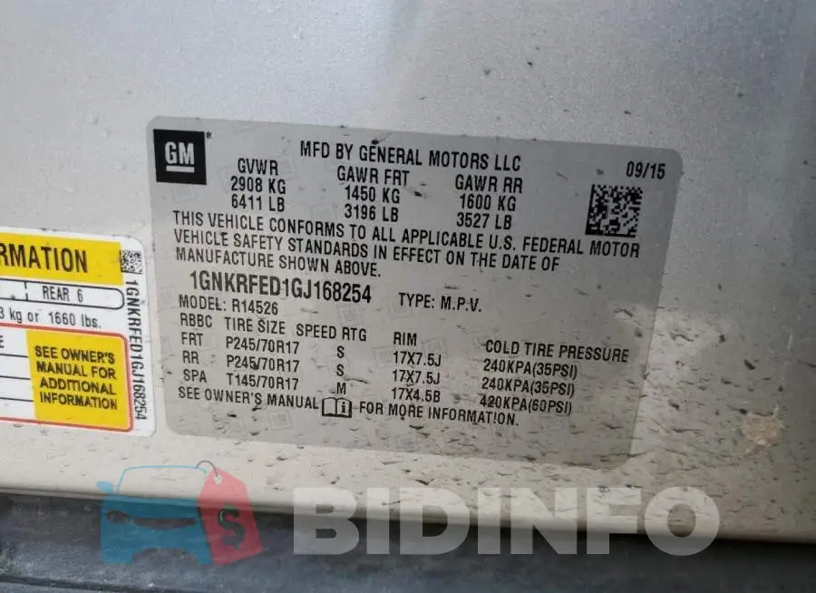 1GNKRFED1GJ168254 Photo# 12