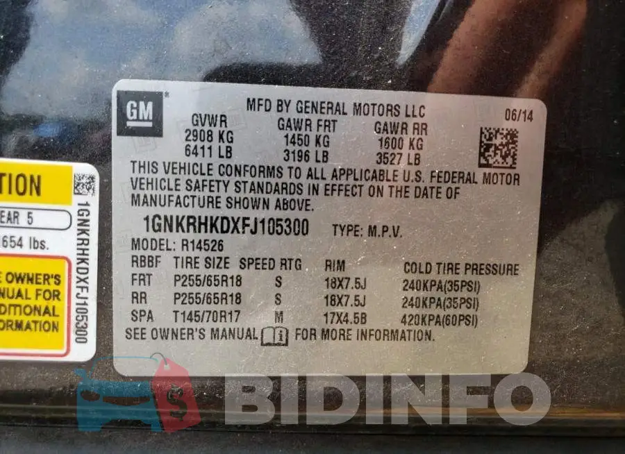 1GNKRHKDXFJ105300 Photo# 13
