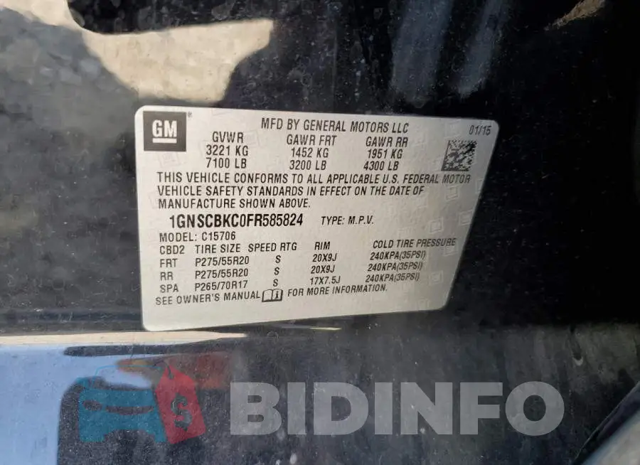 1GNSCBKC0FR585824 Photo# 12