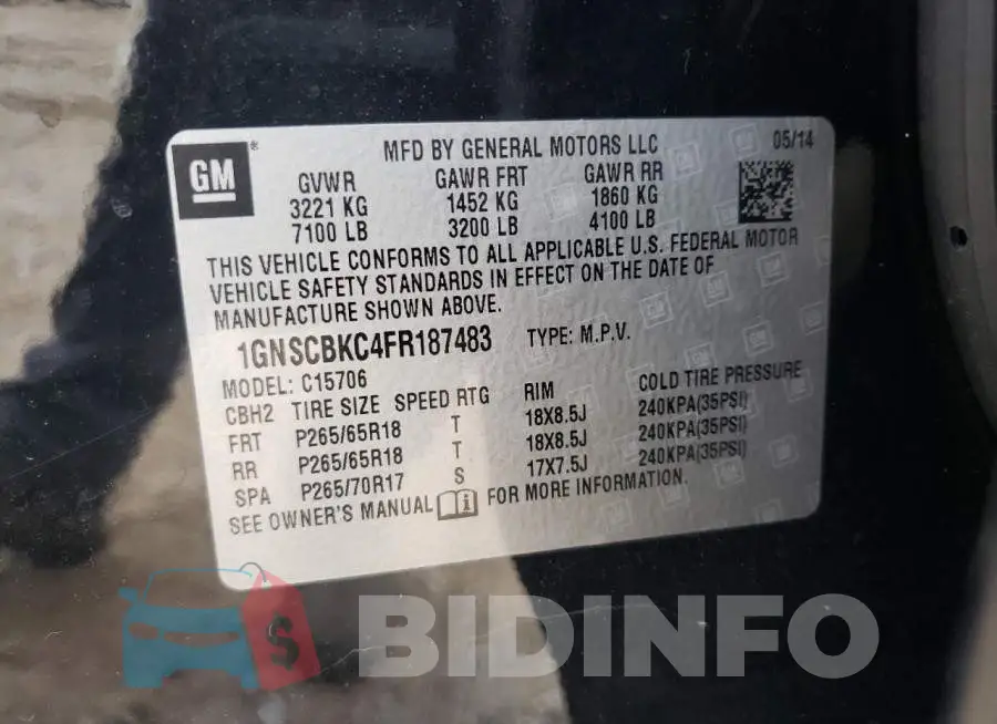 1GNSCBKC4FR187483 Photo# 13