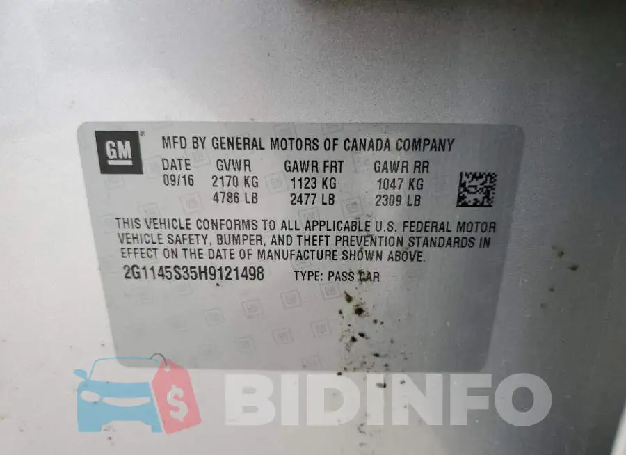 2G1145S35H9121498 Photo# 12