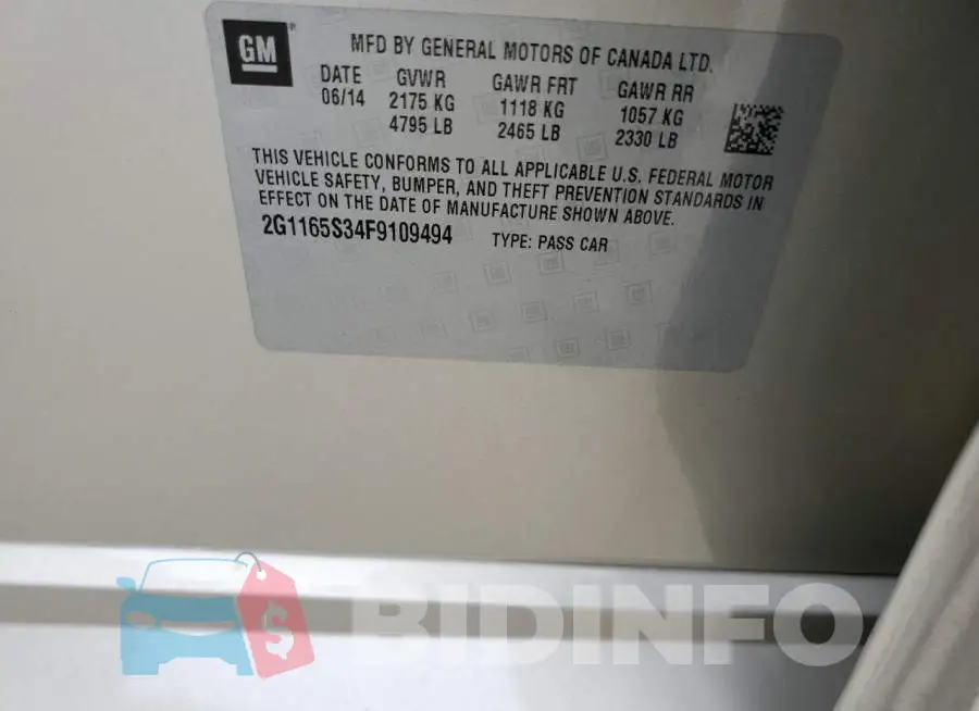 2G1165S34F9109494 Photo# 12