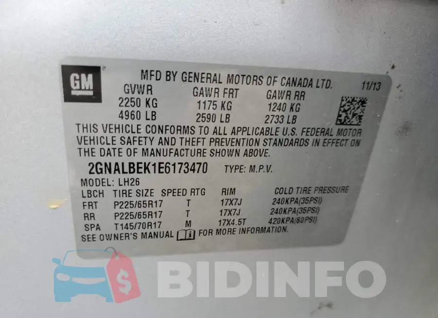 2GNALBEK1E6173470 Photo# 13