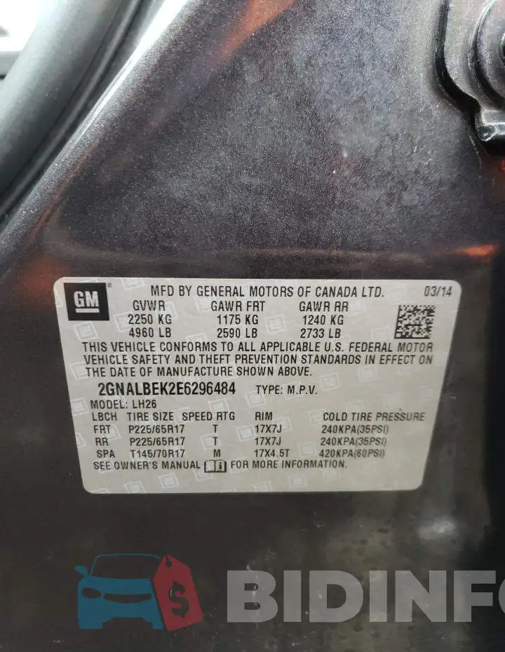 2GNALBEK2E6296484 Photo# 12