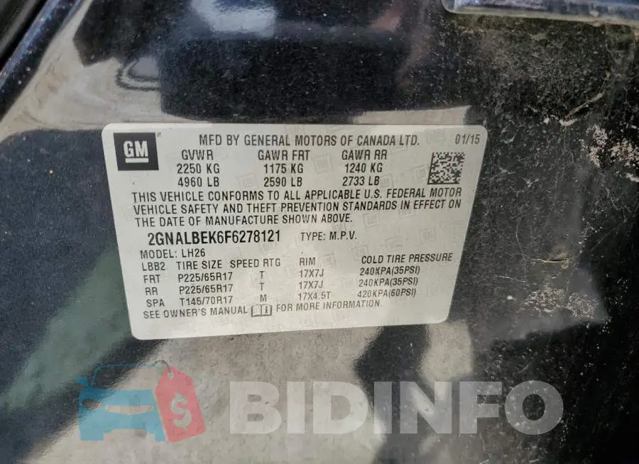 2GNALBEK6F6278121 Photo# 12