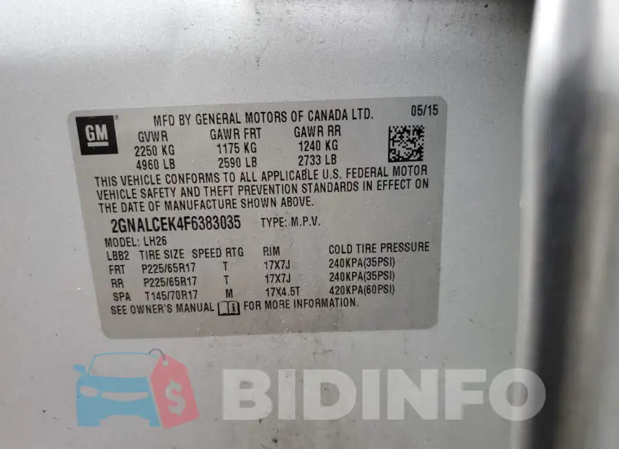 2GNALCEK4F6383035 Photo# 13