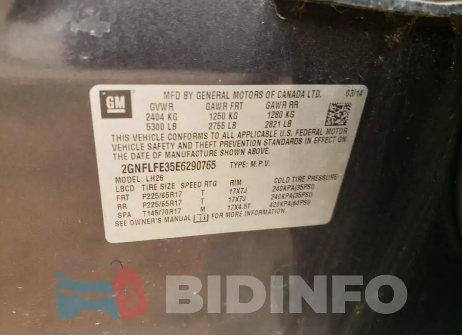 2GNFLFE35E6290765 Photo# 12