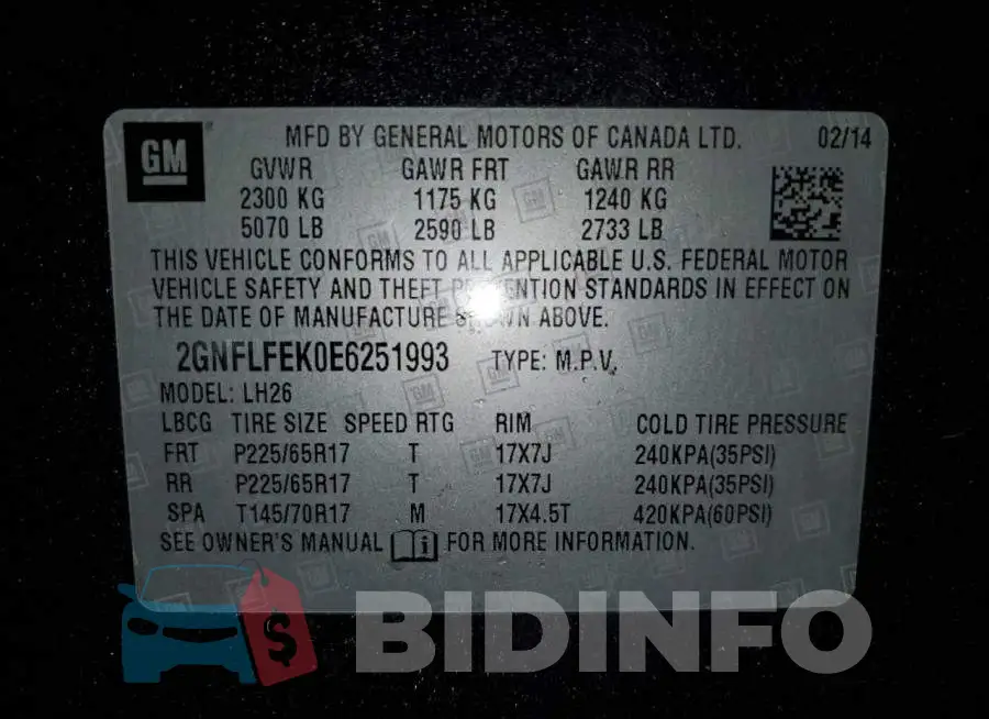 2GNFLFEK0E6251993 Photo# 13