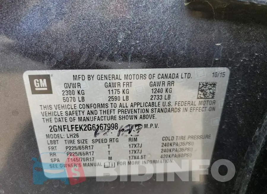 2GNFLFEK2G6167998 Photo# 14
