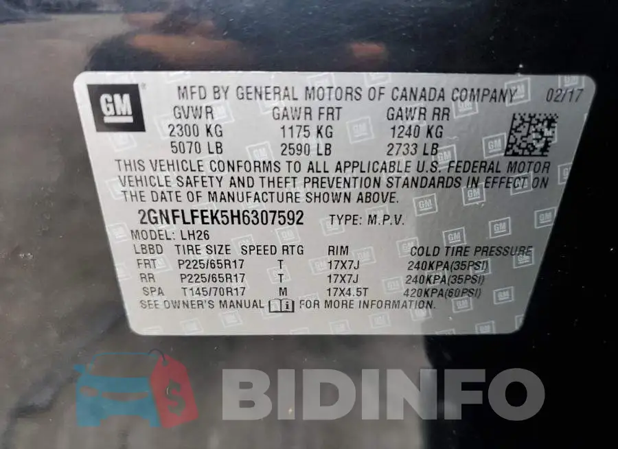 2GNFLFEK5H6307592 Photo# 12