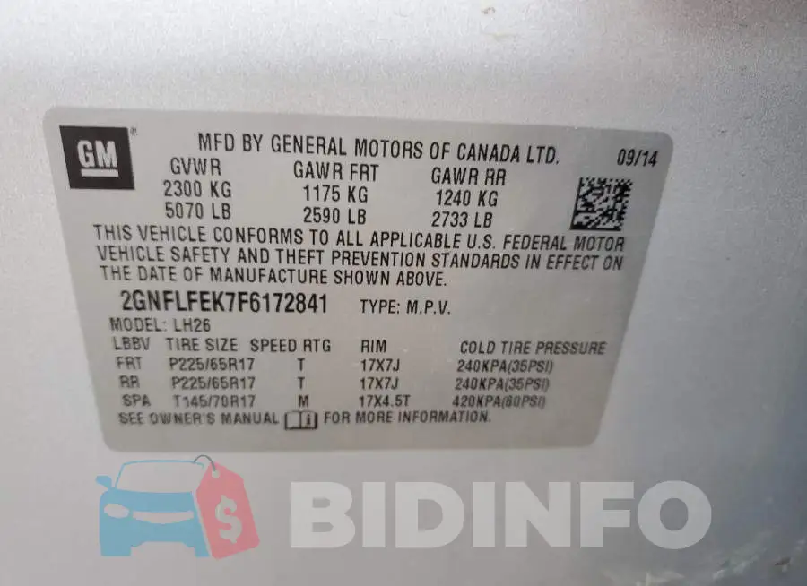 2GNFLFEK7F6172841 Photo# 13