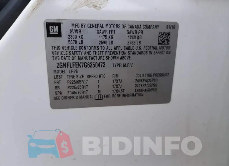 2GNFLFEK7G6250472 Photo# 12