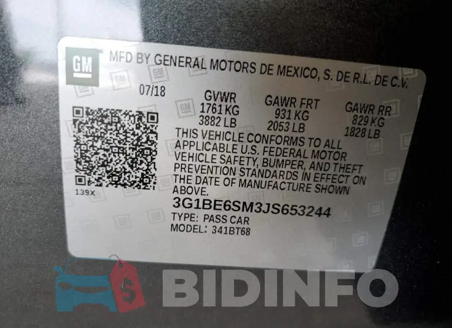 3G1BE6SM3JS653244 Photo# 12