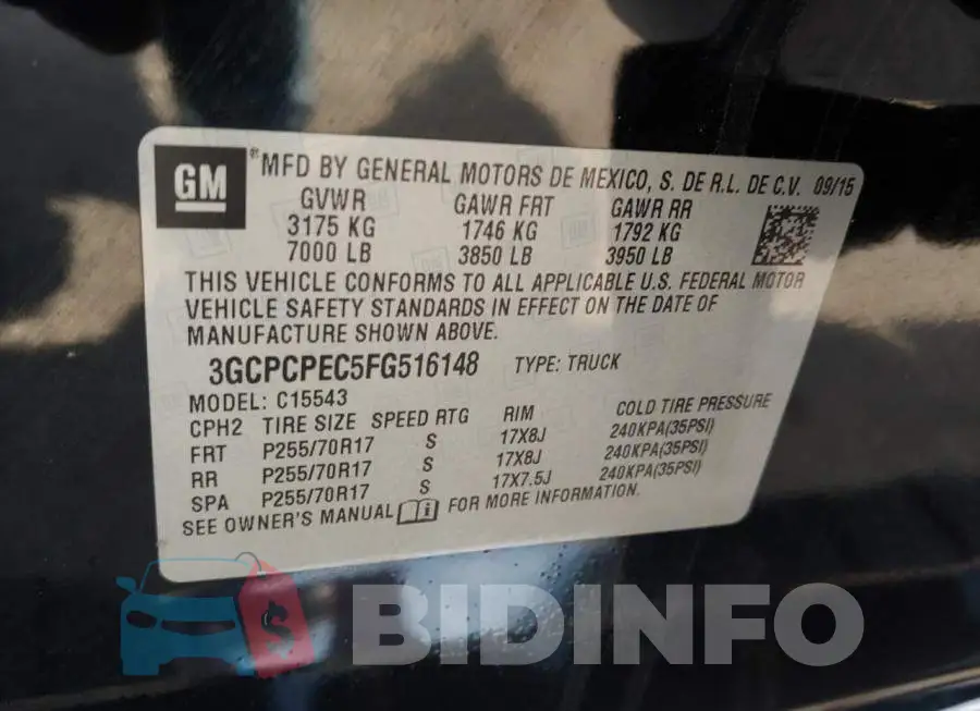 3GCPCPEC5FG516148 Photo# 10