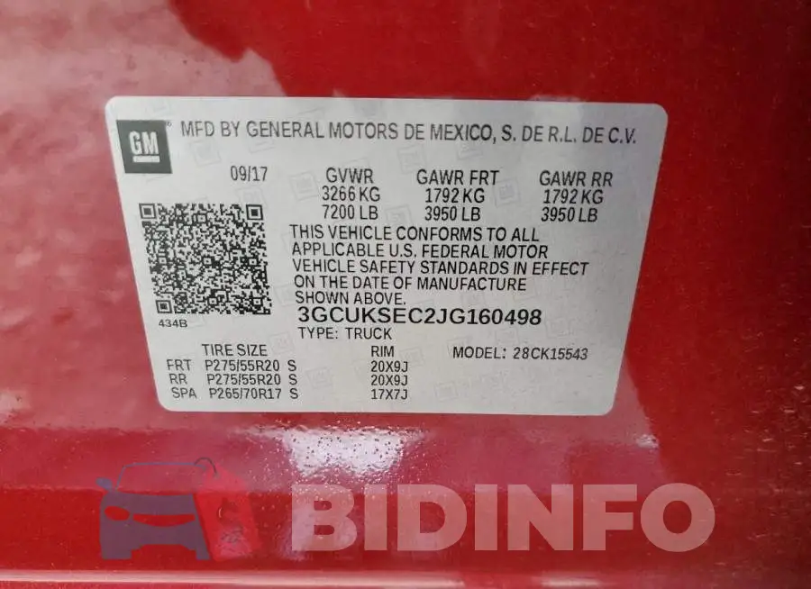 3GCUKSEC2JG160498 Photo# 12