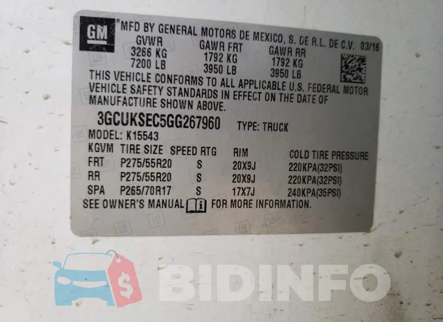 3GCUKSEC5GG267960 Photo# 12