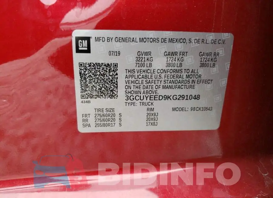 3GCUYEED9KG291048 Photo# 12