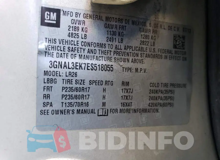 3GNAL3EK7ES518055 Photo# 12