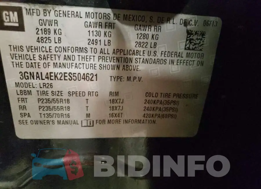 3GNAL4EK2ES504621 Photo# 13