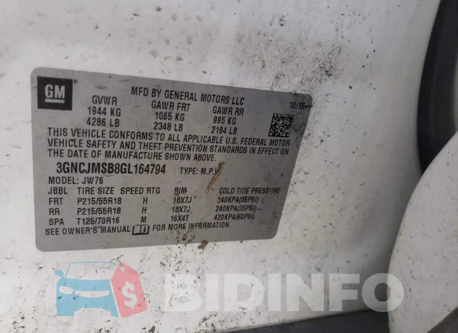 3GNCJMSB8GL164794 Photo# 12