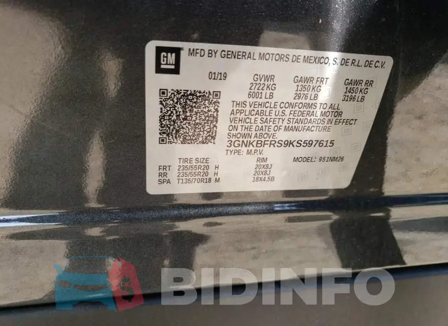 3GNKBFRS9KS597615 Photo# 13