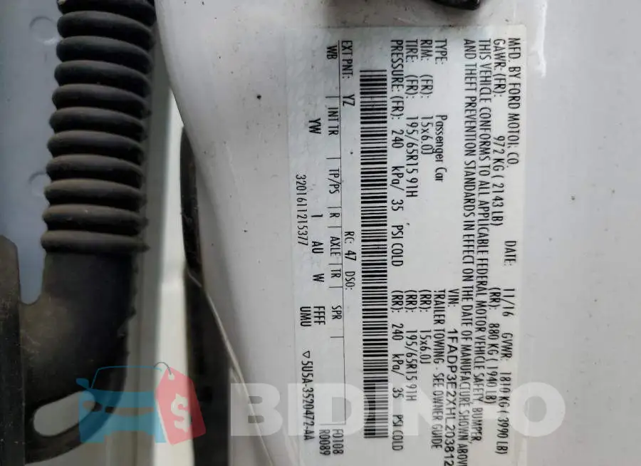 1FADP3E2XHL203812 Photo# 13
