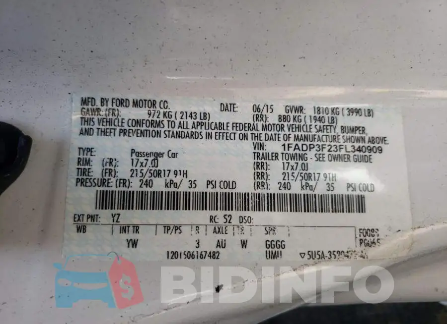 1FADP3F23FL340909 Photo# 12