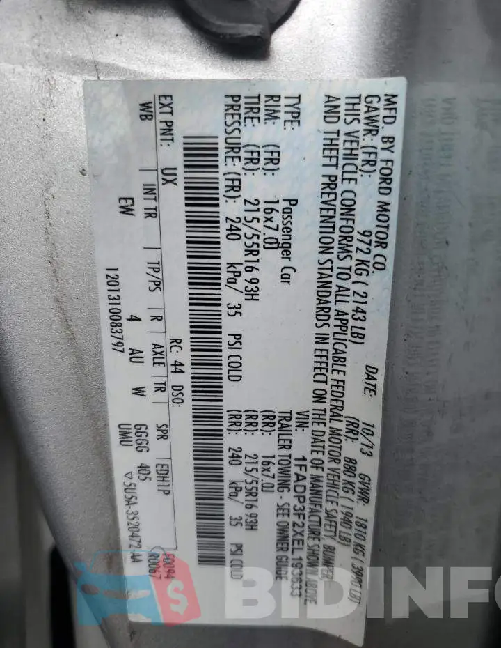 1FADP3F2XEL193633 Photo# 12