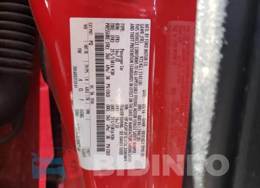 1FADP3FE3GL306061 Photo# 12