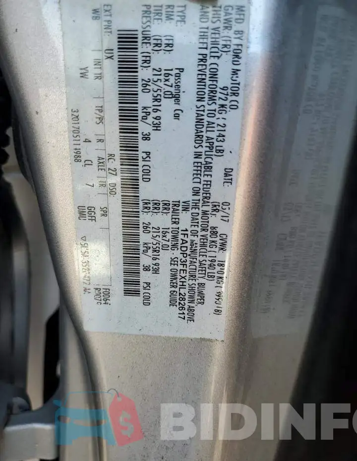 1FADP3FEXHL282617 Photo# 12