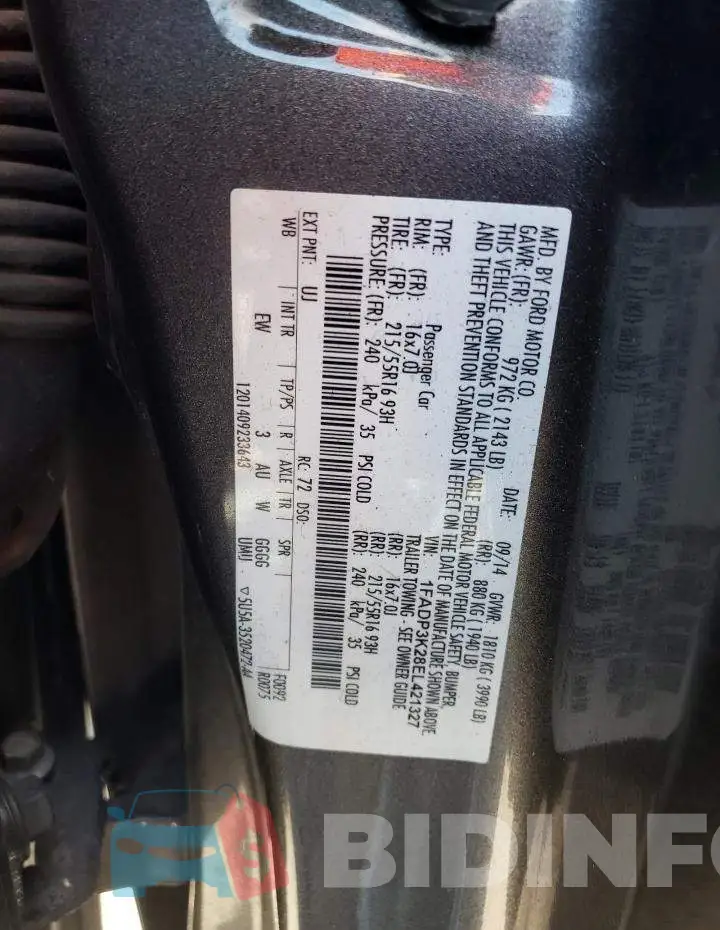 1FADP3K28EL421327 Photo# 12