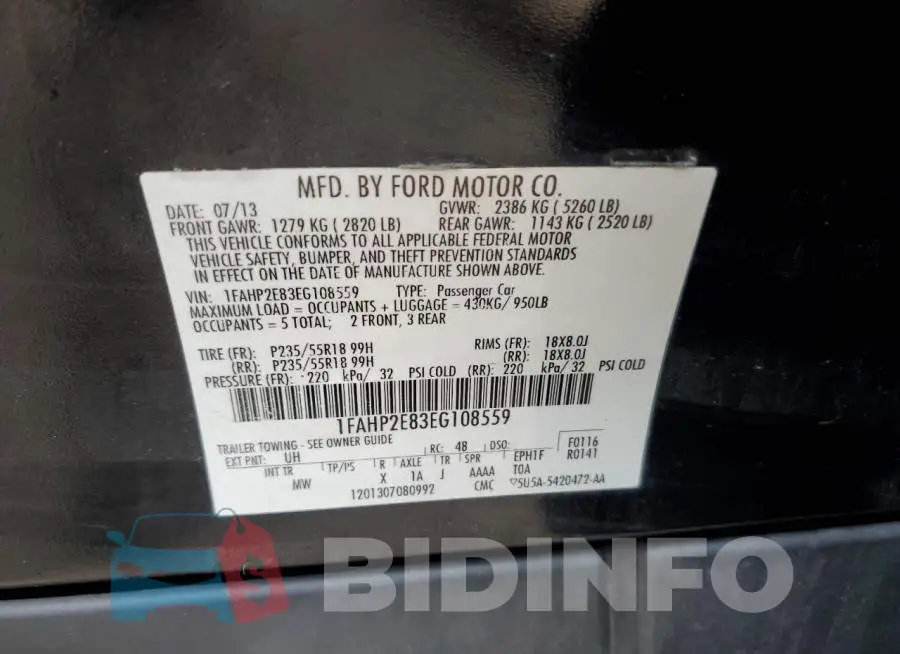 1FAHP2E83EG108559 Photo# 12