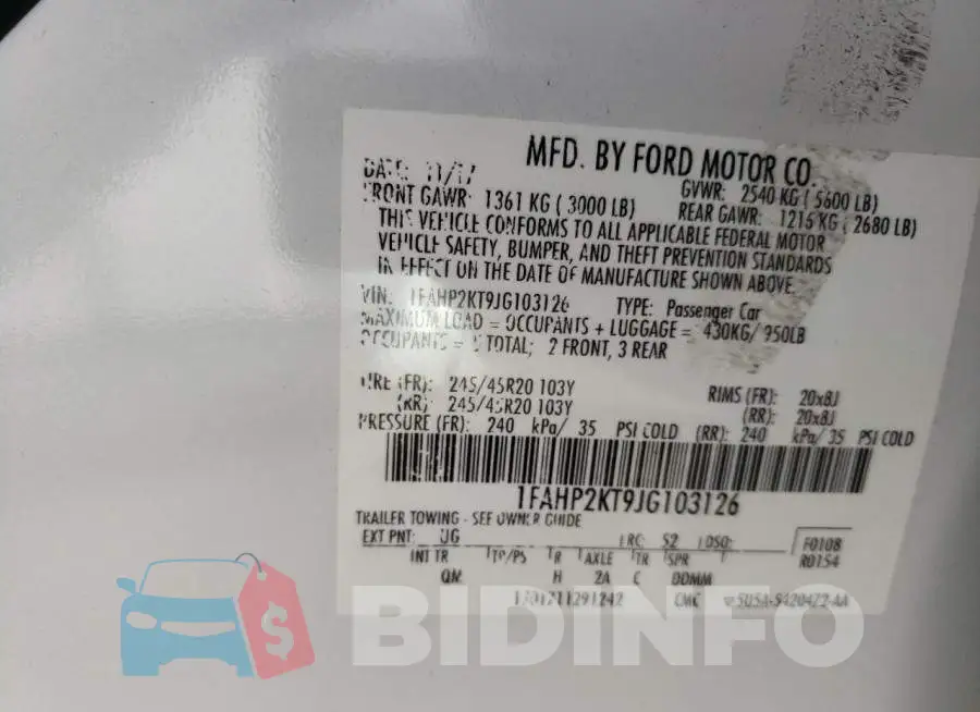 1FAHP2KT9JG103126 Photo# 12