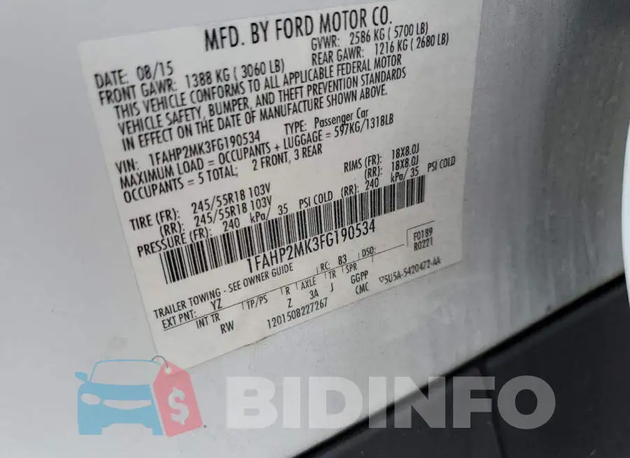 1FAHP2MK3FG190534 Photo# 12
