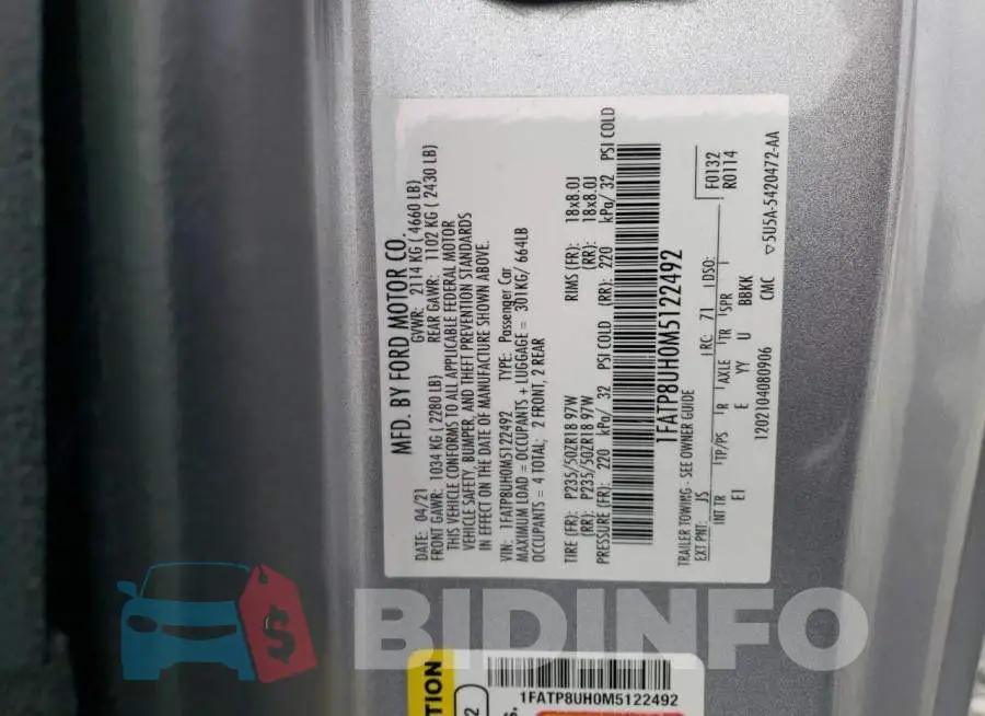 1FATP8UH0M5122492 Photo# 12