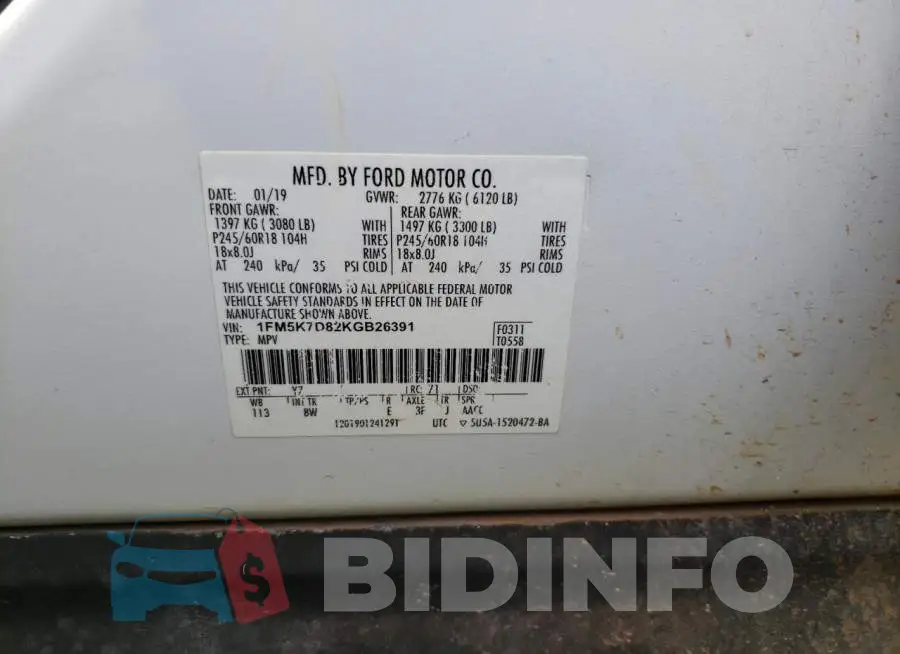 1FM5K7D82KGB26391 Photo# 12
