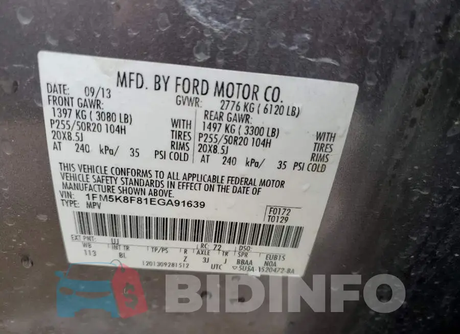 1FM5K8F81EGA91639 Photo# 13
